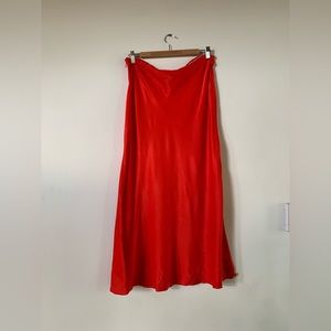 & Other Stories Red Silk Skirt